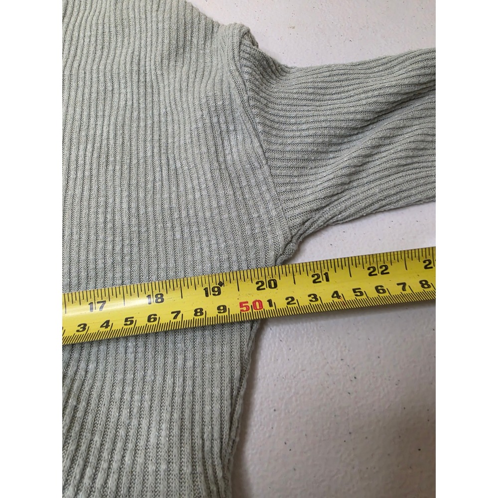 American Eagle Sage Green Ribbed Babydoll Henley Top Long Sleeve Womens Medium - Picture 5 of 6